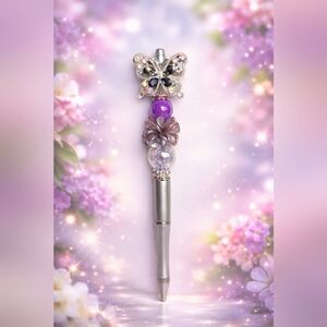 Elegant Butterfly Pen with Purple and Silver Accents